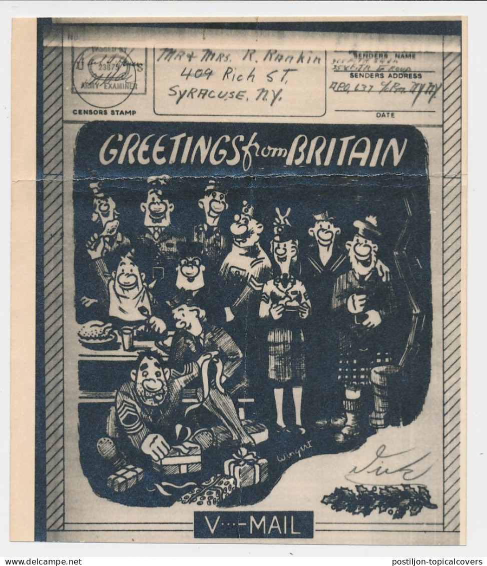 V-Mail GB / UK - USA Greetings From Britain - Christmas -Turkey - Presents - Scottish - Kerstmis