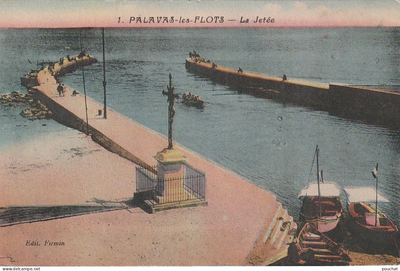 ZY 49-(34) PALAVAS LES FLOTS - LA JETEE - CALVAIRE - CARTE COLORISEE - 2 SCANS - Palavas Les Flots