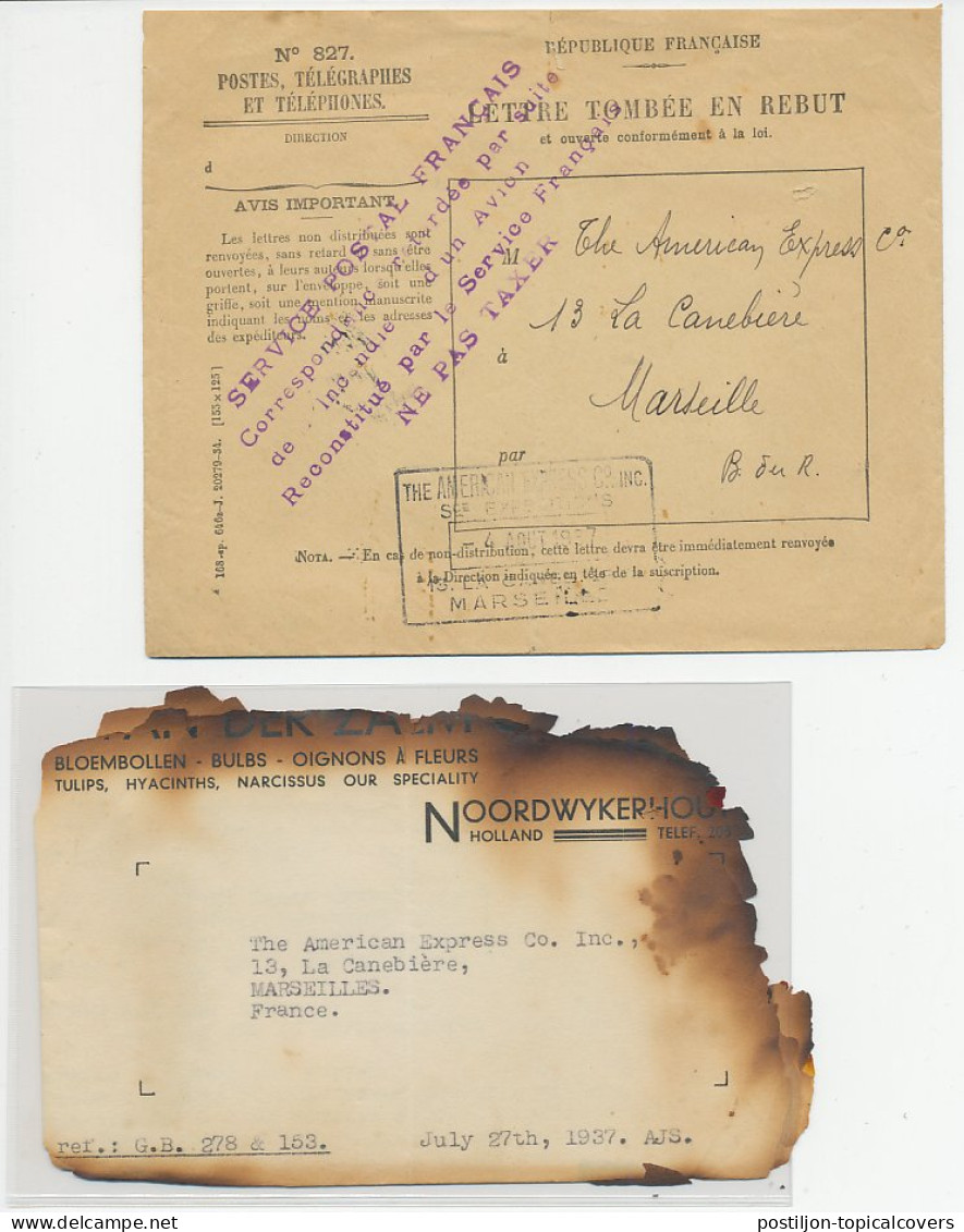 Crash Mail Cover Netherlands - France 1937 Brages Belgium - Nierinck 370728 B - Unclassified