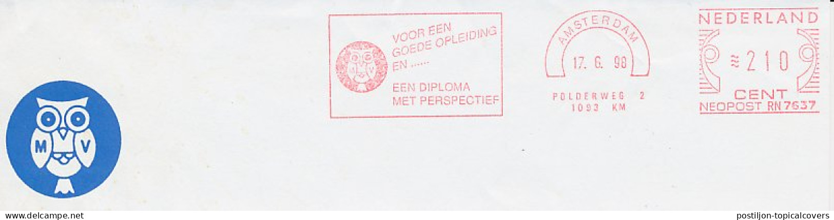 Meter Top Cut Netherlands 1998 - Neopost RN 7637 Bird - Owl  - Autres & Non Classés