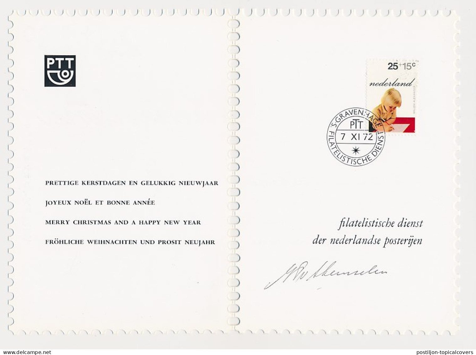 KBK - Filatelistische Dienst 1972 - Handtekening V. Steenselen - Non Classés