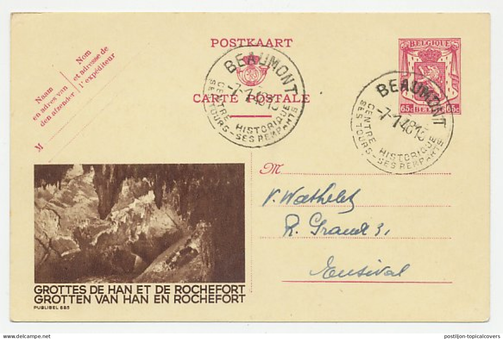 Publibel - Postal Stationery Belgium 1948 Caves - Han And Rochefort - Other & Unclassified