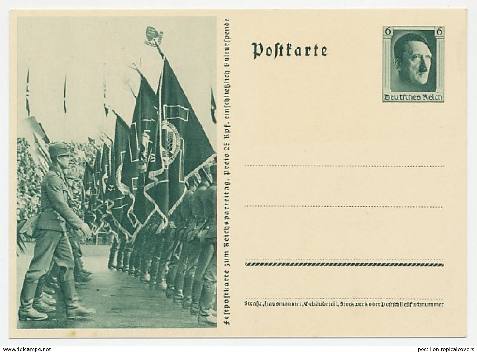 Postal Stationery Germany Nazi Parade - Symbols - Flag - WO2