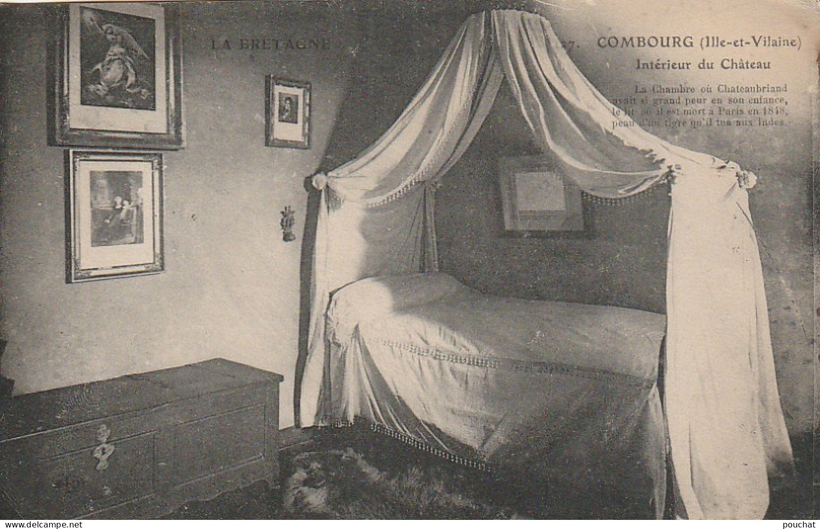 ZY 50-(35) COMBOURG - INTERIEUR DU CHATEAU - LA CHAMBRE DE CHATEAUBRIAND - 2 SCANS - Combourg