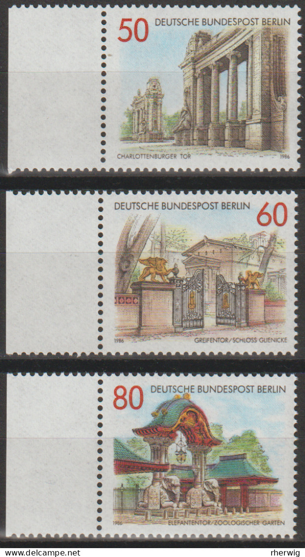 Berlin, 1986, Mi.Nr. 761-763 ** -  Ein Satz Mit Linkem Seitenrand "Portale Und Tore In Berlin" - Unused Stamps