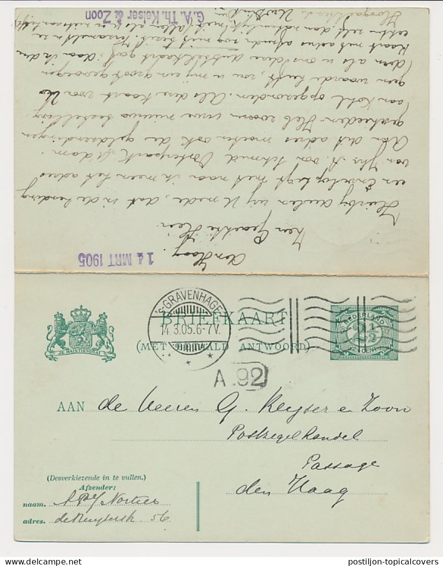 Briefkaart G. 60 Locaal Te Den Haag 1905 V.v. - Postal Stationery