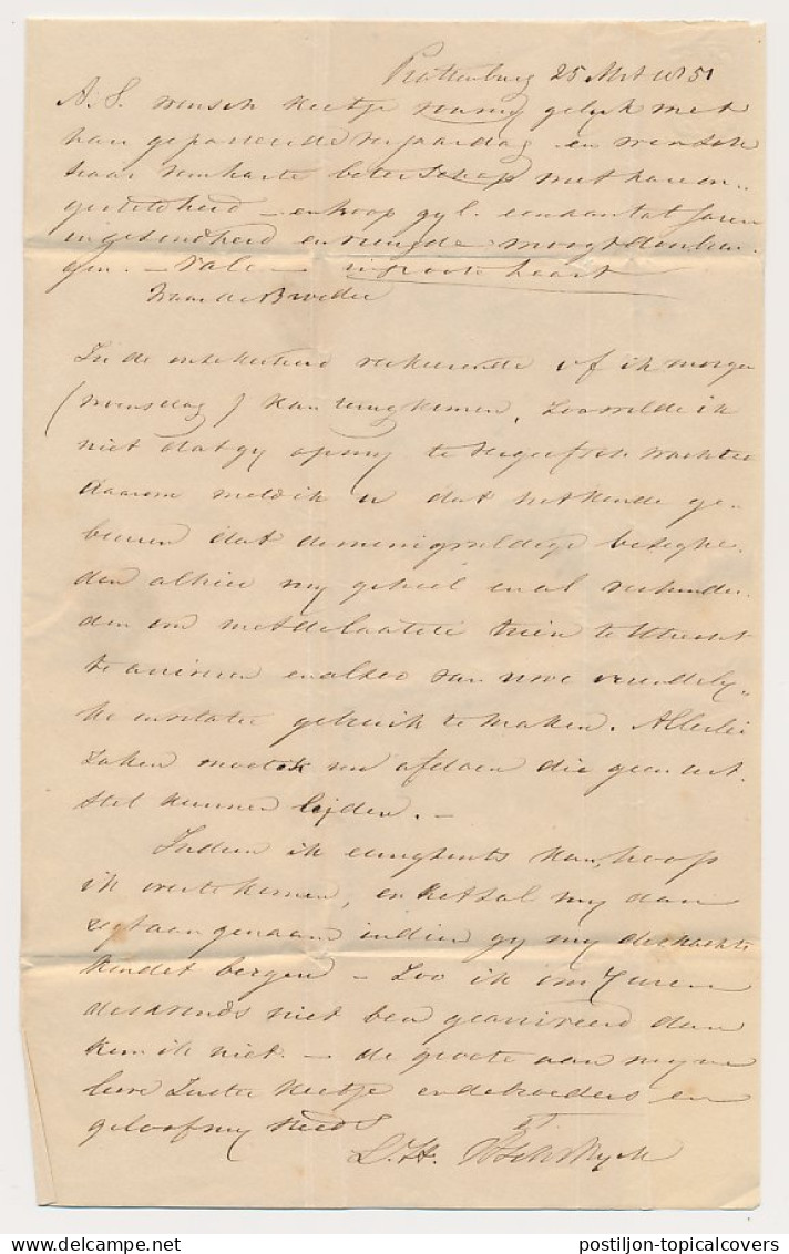 Treinbrief Prattenburg Rhenen - Utrecht 1851 - Eerste Spoortrein - Lettres & Documents