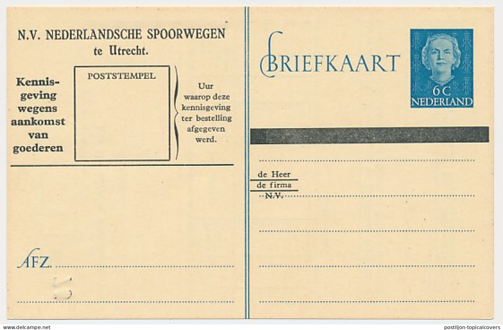 Spoorwegbriefkaart G. NS302 B - Postal Stationery