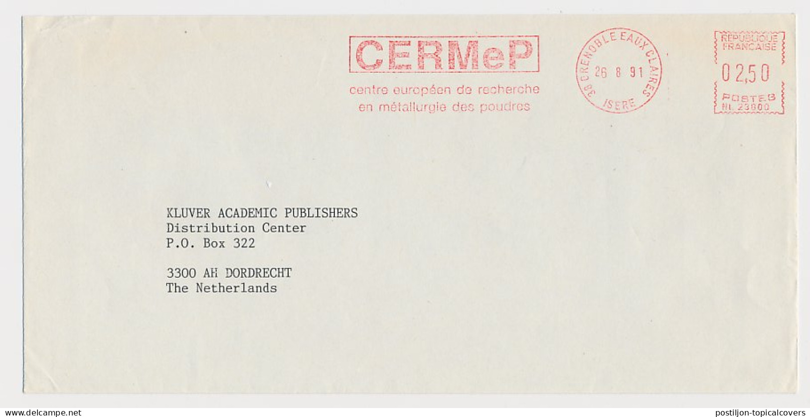 Meter Cover France 1991 CERMeP - European Research Center In Powder Metallurgy - Otros & Sin Clasificación