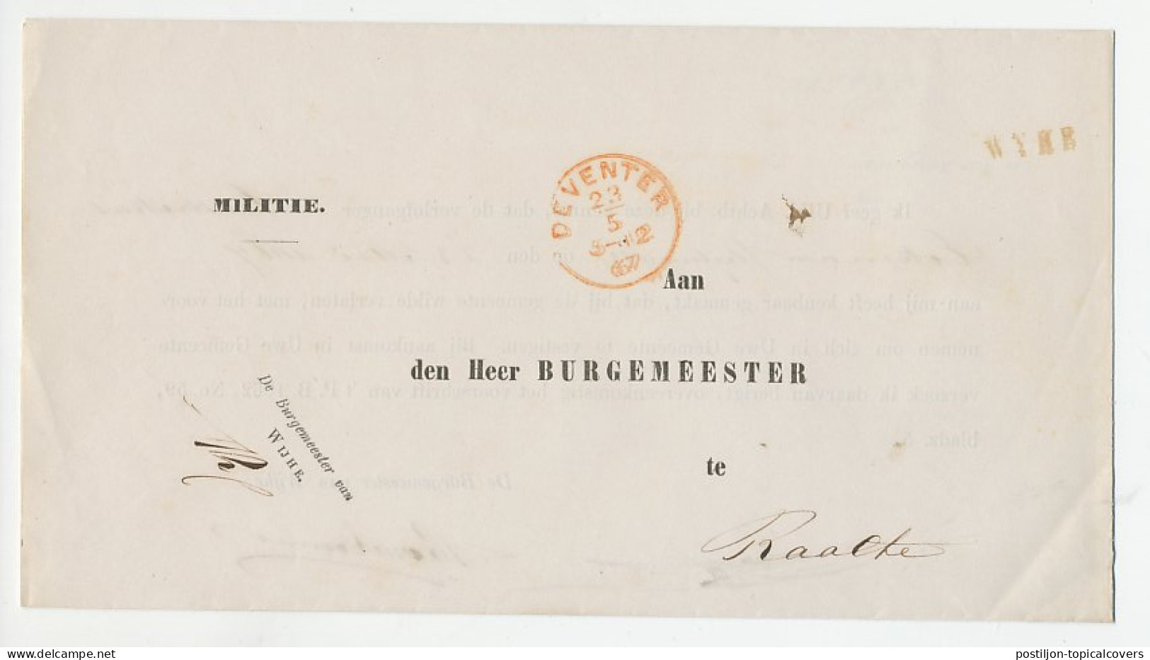 Naamstempel Wyhe 1867 - Lettres & Documents