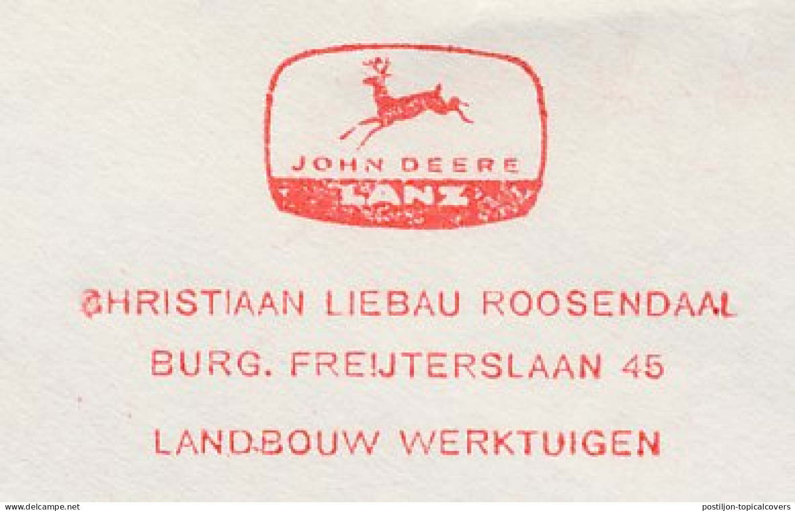 Meter Cover Netherlands 1975 Deer - John Deere - Roosendaal - Sonstige & Ohne Zuordnung