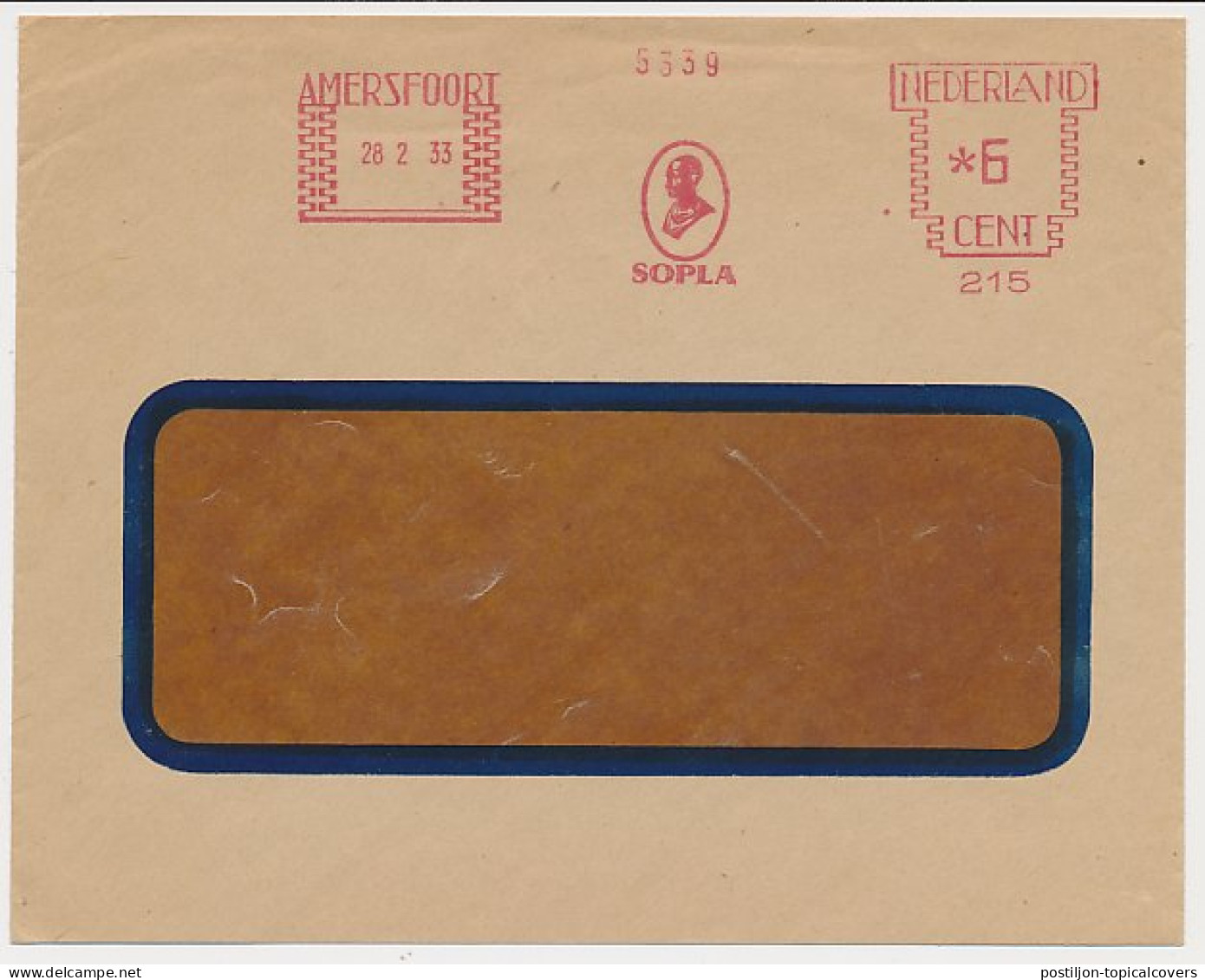 Meter Cover Netherlands 1933 Cigar - Sopla - Amersfoort - Tobacco