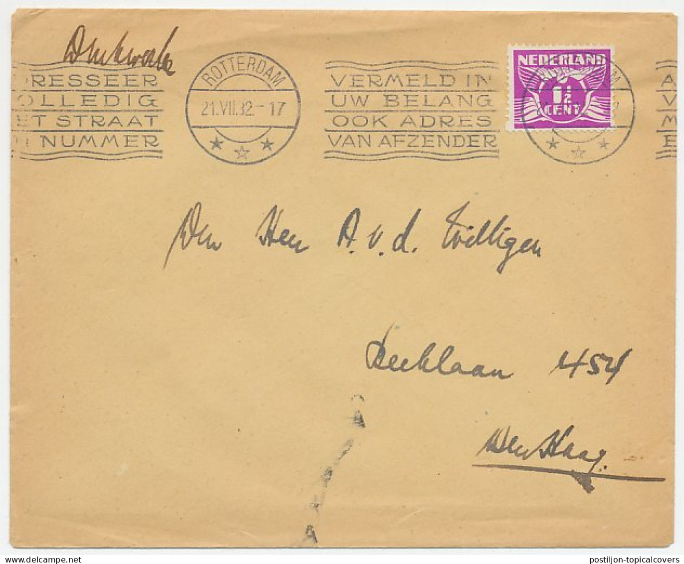 Cover / Postmark Netherlands 1932 Postal Mechanisation - Transorma AAAAA - Sonstige & Ohne Zuordnung