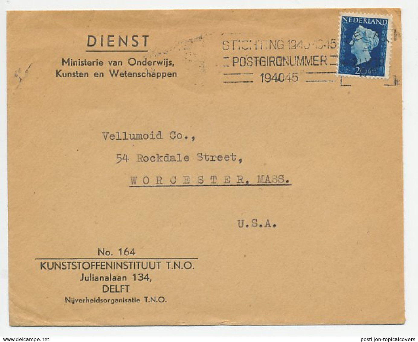 Em. Hartz Dienstpost Buitenland Delft - USA 1948 - Unclassified