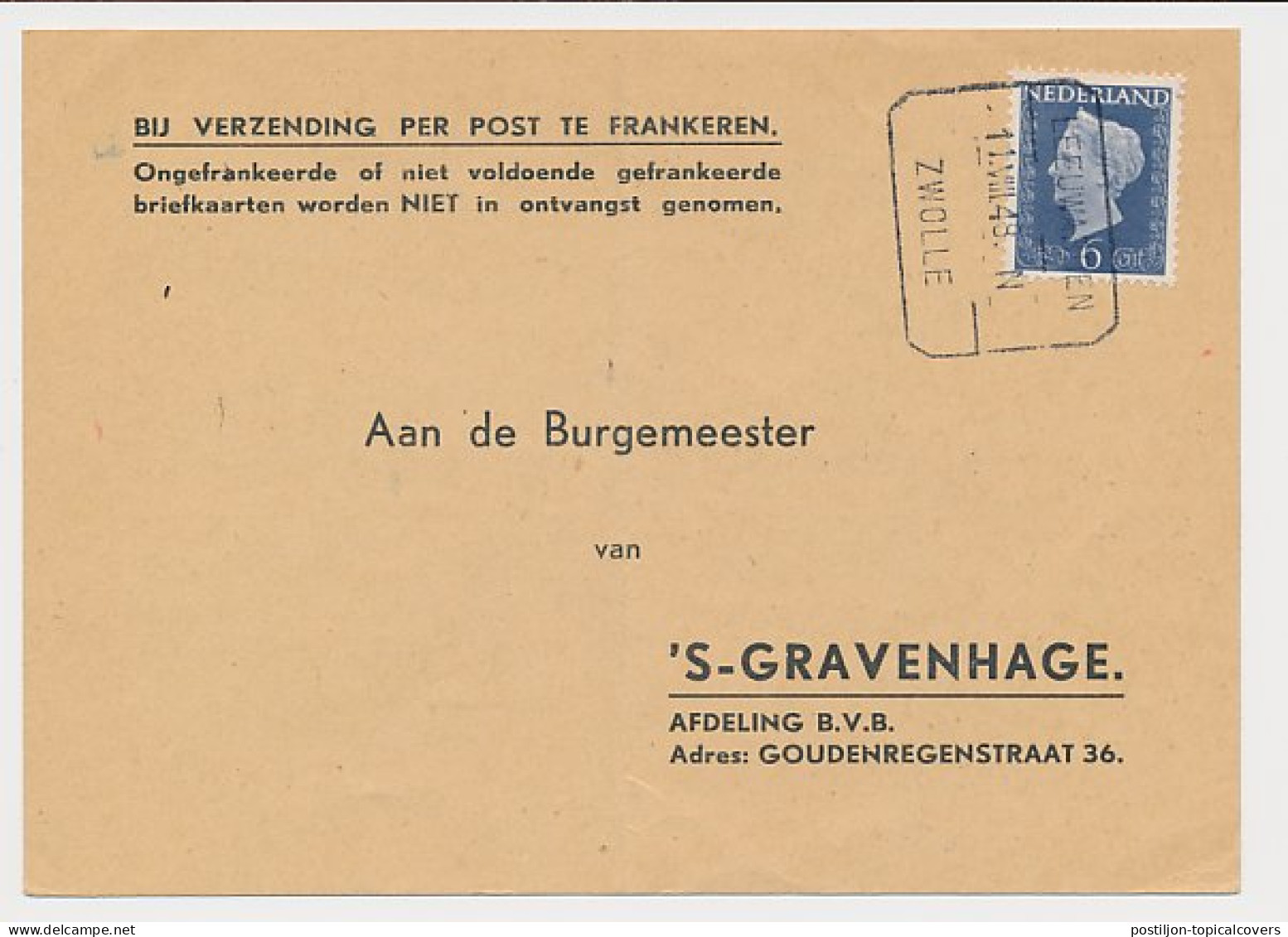 Treinblokstempel : Leeuwarden - Zwolle N 1948 - Unclassified