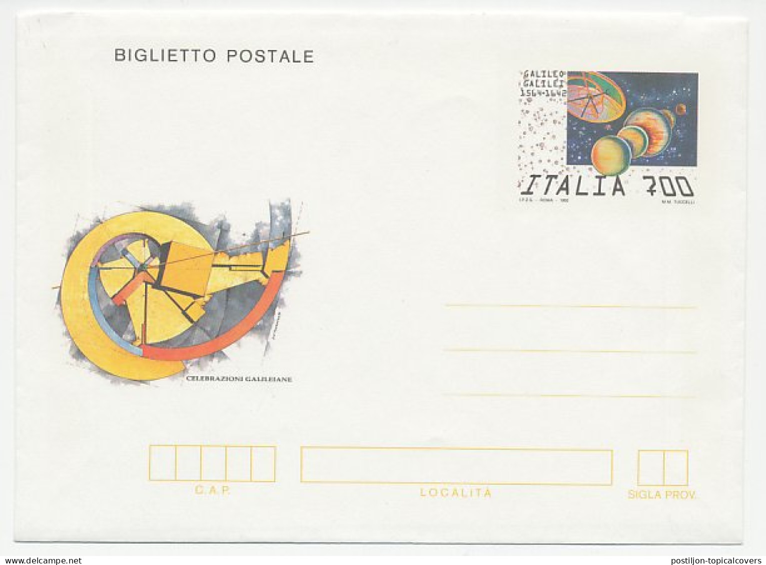 Postal Stationery Italy 1992 Galileo Galilei - Astronomie