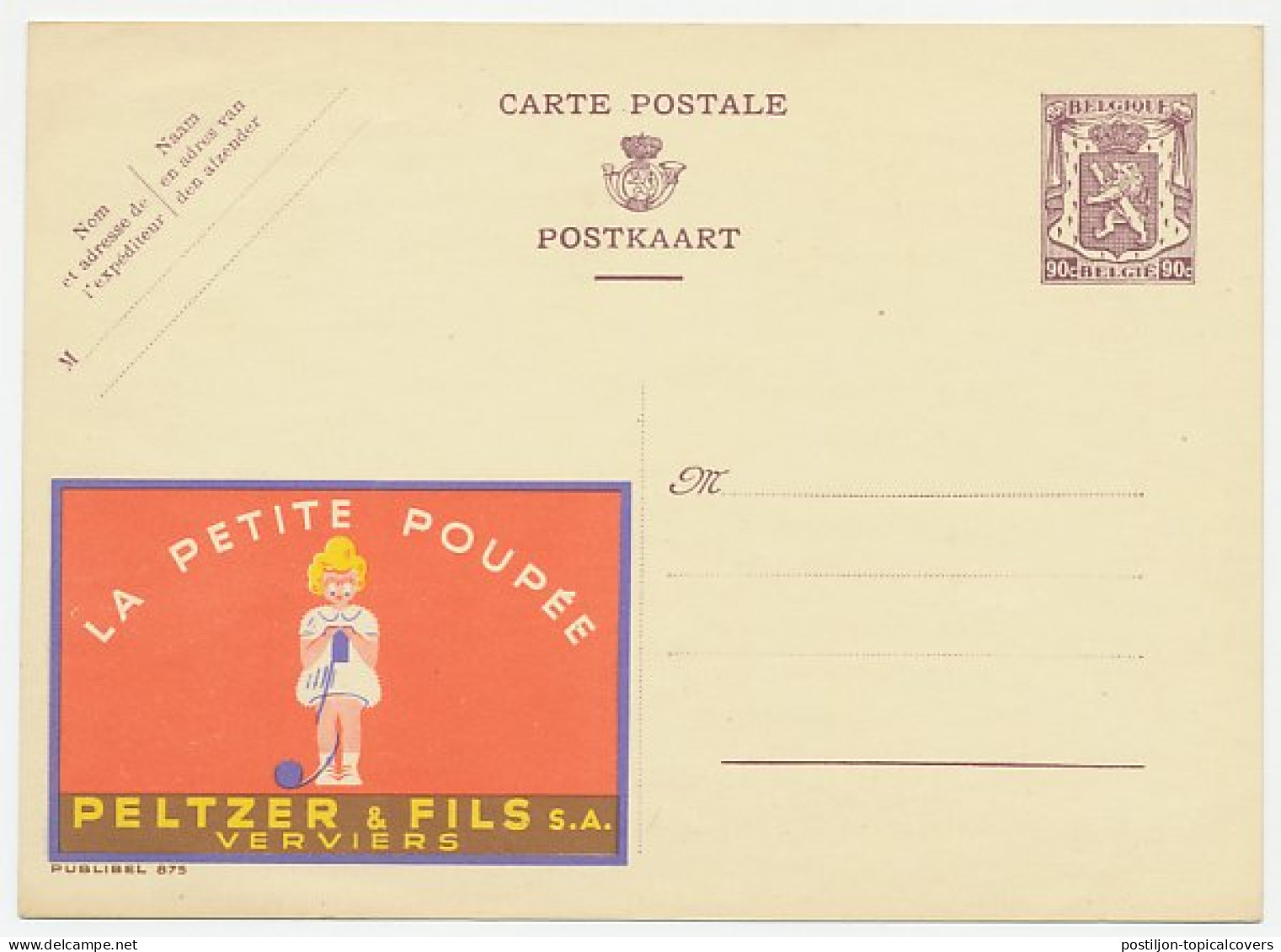 Publibel - Postal Stationery Belgium 1948 Knitting Wool - Textiel