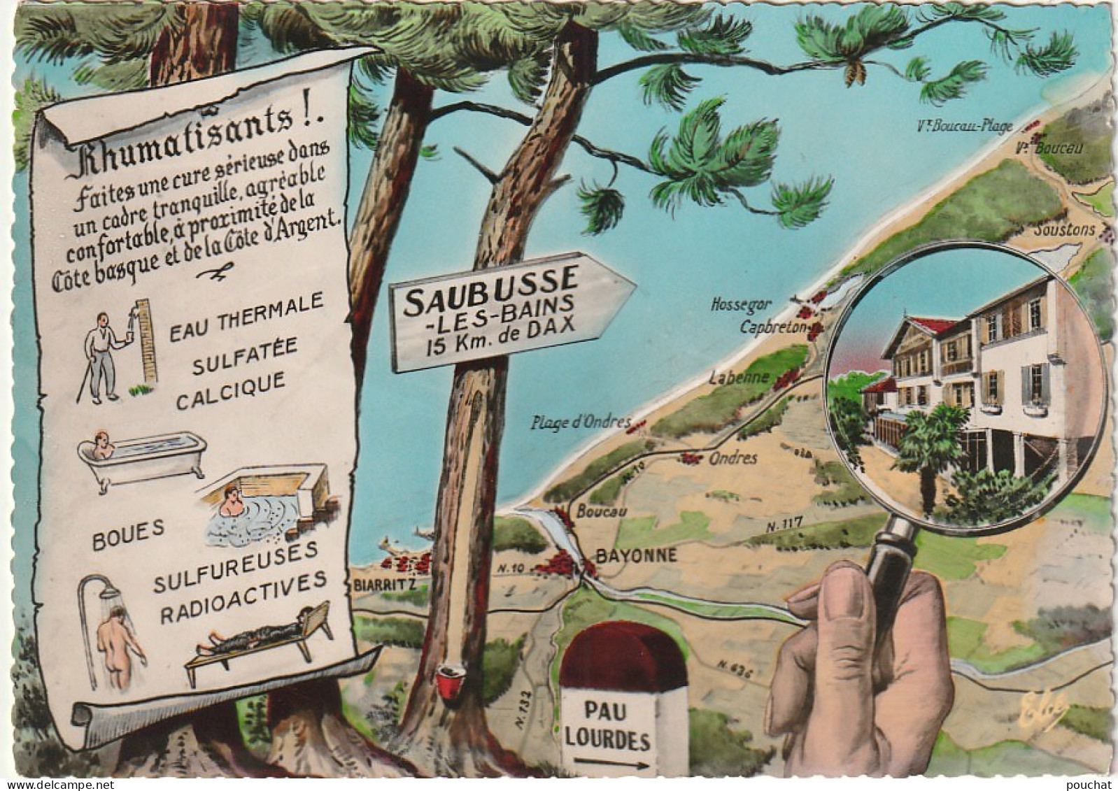 ZY 55-(40) CARTE FANTAISIE COTE LANDAISE - SAUBUSSE LES BAINS - ILLUSTRATION - 2 SCANS - Other & Unclassified