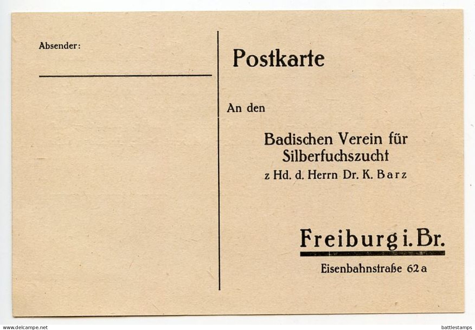 Germany 1925 Cover w/ Document; Freiburg (Breuisgau) - Badischer Verein für Silberfuchszucht; 3pf. German Eagle
