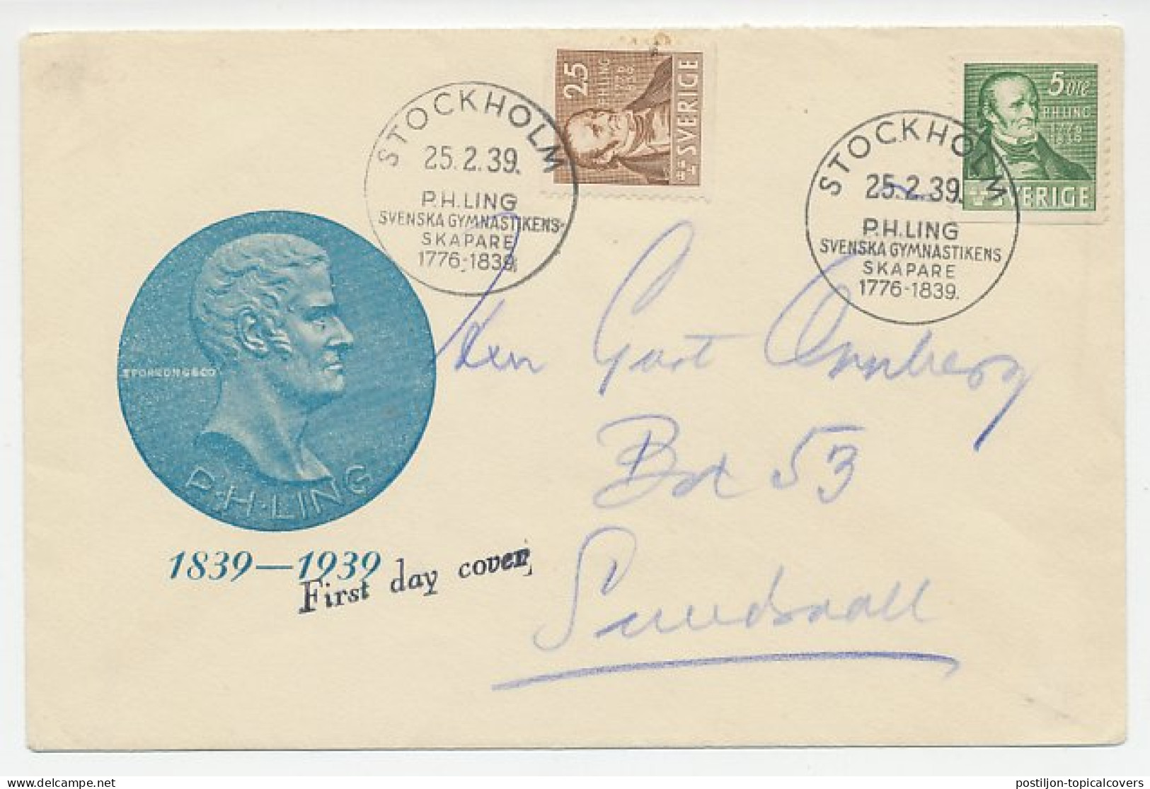 Cover / Postmark Sweden 1939 Pehr Henrik Ling - Gymnastics - Sonstige & Ohne Zuordnung