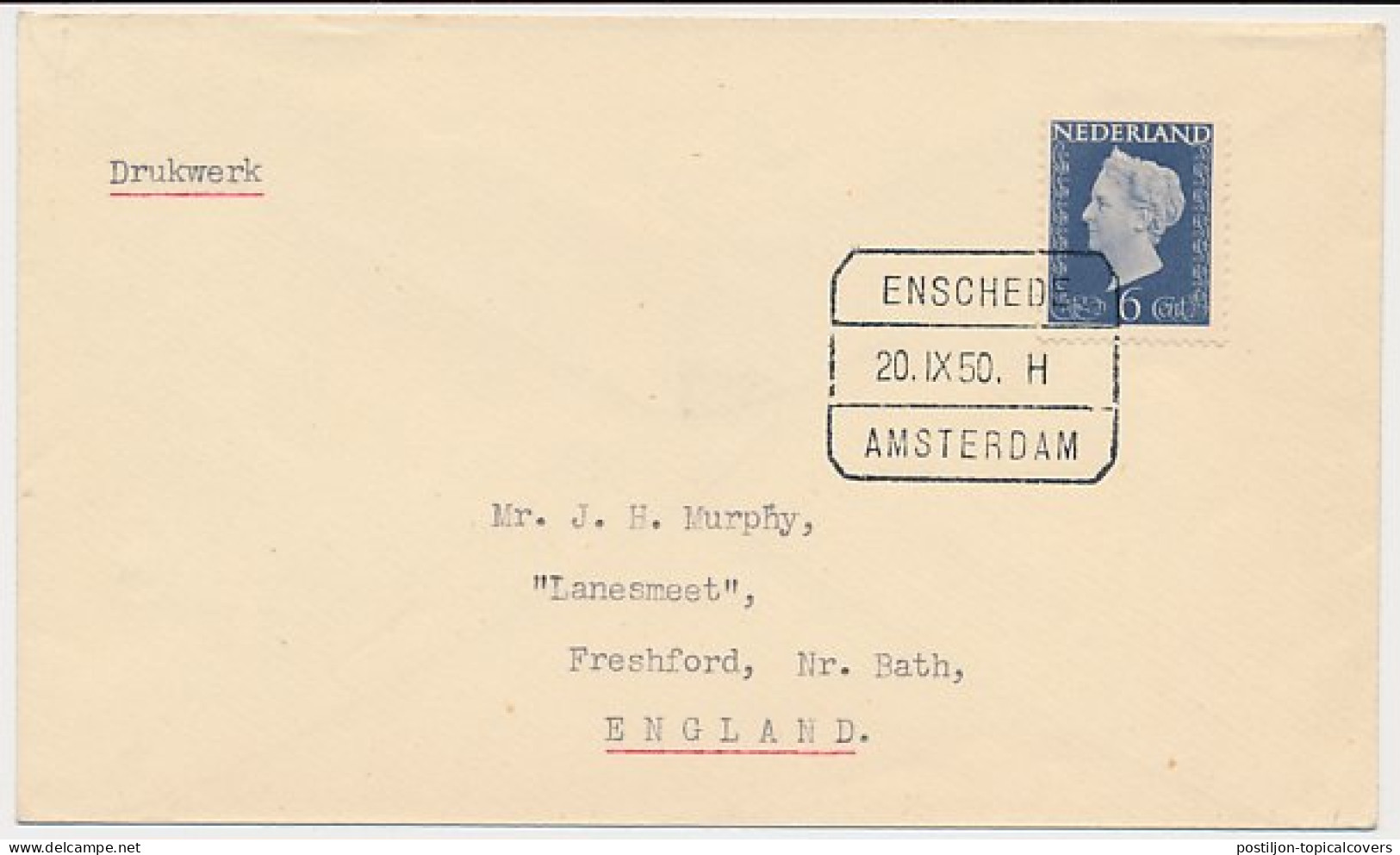 Treinblokstempel : Enschede - Amsterdam H 1950 - Non Classificati