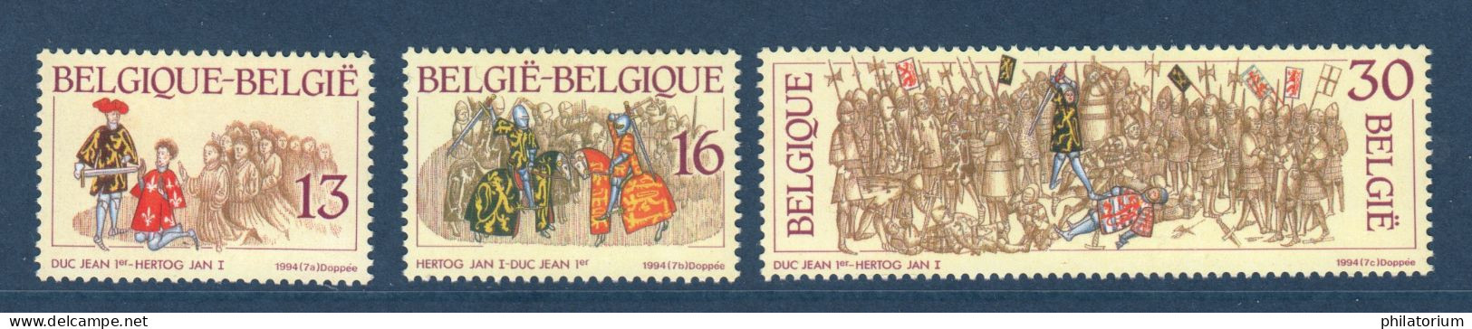 Belgique België, **, Yv 2548, 2549, 2550, Mi 2604, 2605, 2606, SG 3223, 3224, 3225, Jean Ier, Duc De Brabant, - Ungebraucht