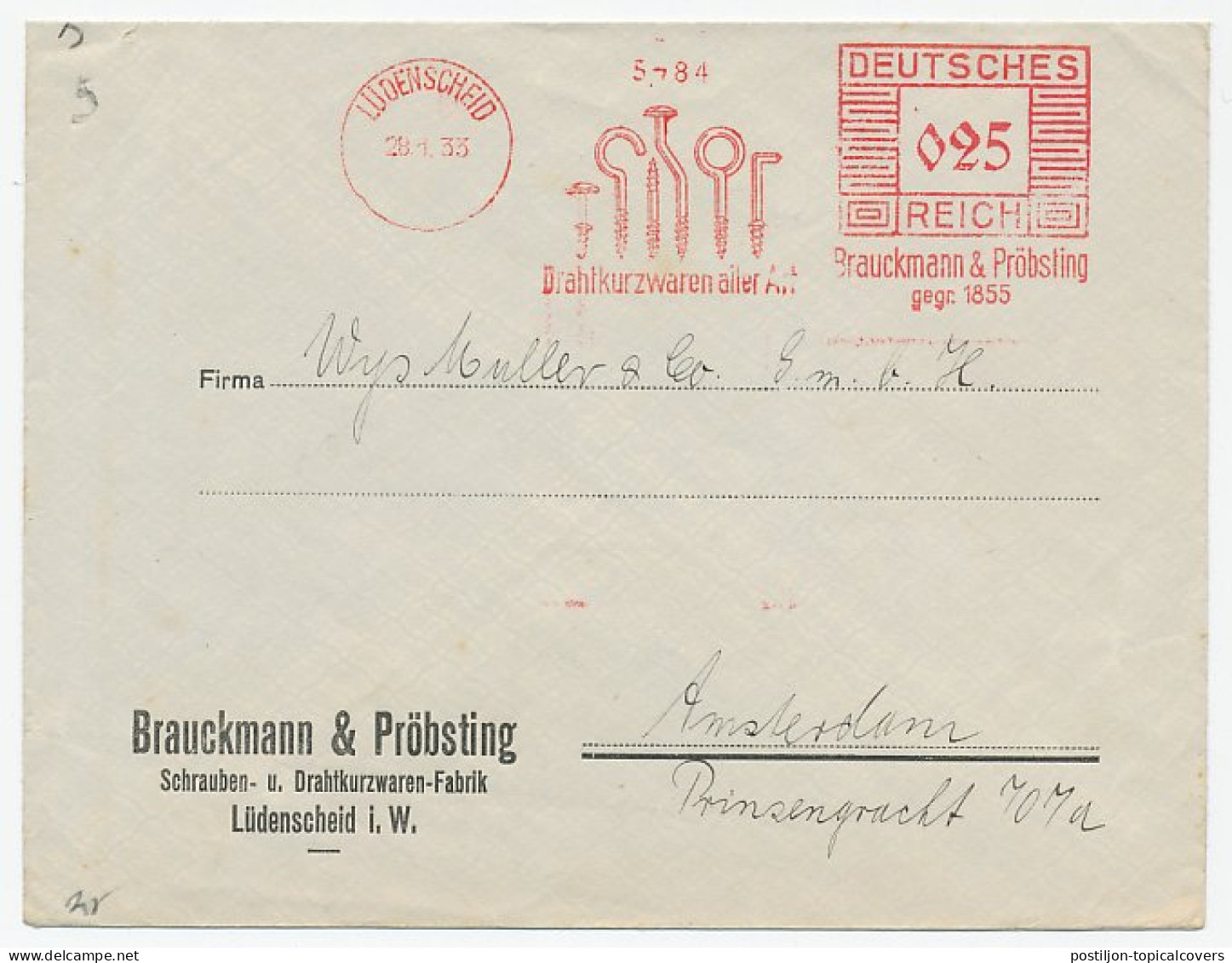 Illustrated Meter Cover Germany 1933 Iron - Small Parts - Autres & Non Classés