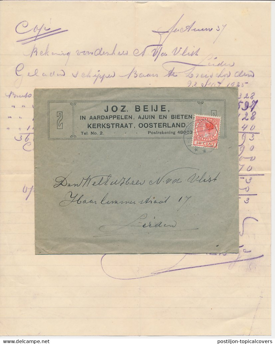 Envelop / Brief Oosterland 1925 - Aardappelen - Ajuin - Bieten - Non Classificati