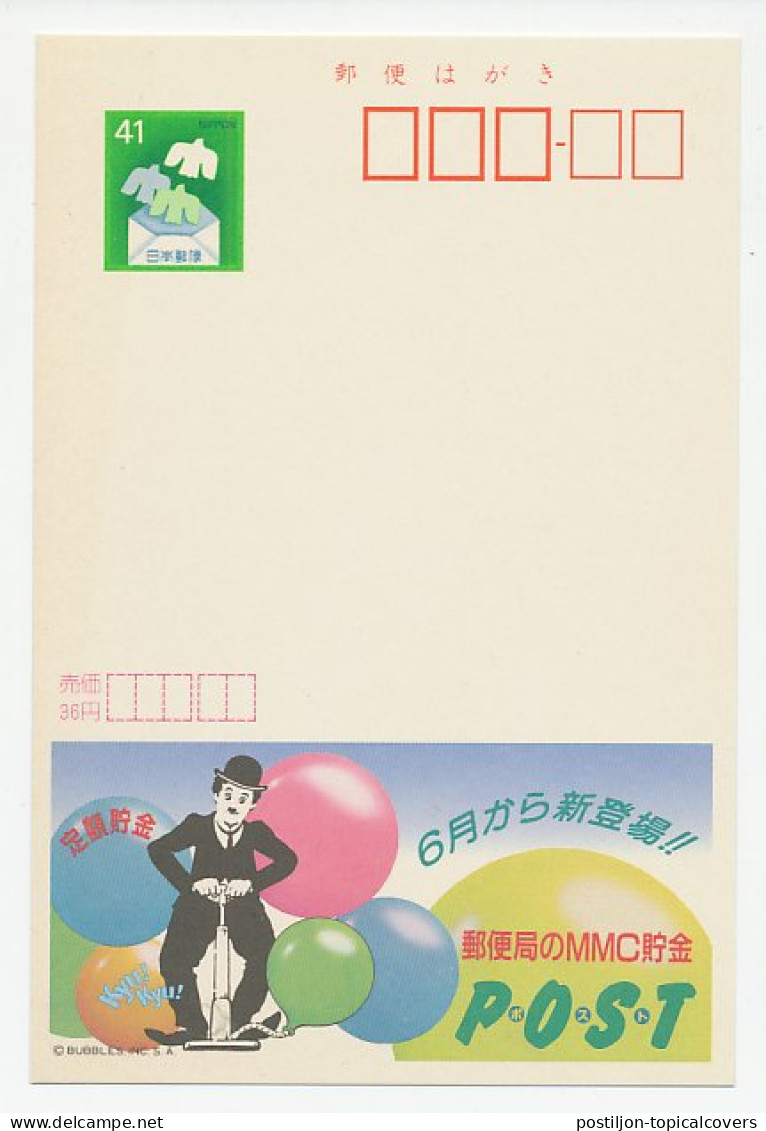 Postal Stationery Japan Charlie Chaplin - Cinéma