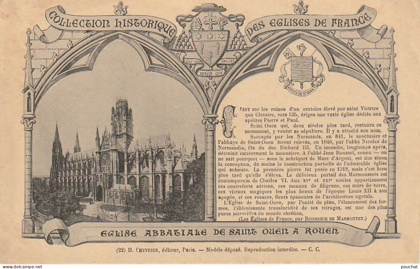 ZY 56-(76) COLLECTION HISTORIQUE DES EGLISES DE FRANCE - EGLISE ABBATIALE DE SAINT OUEN A ROUEN - 2 SCANS - Iglesias Y Catedrales