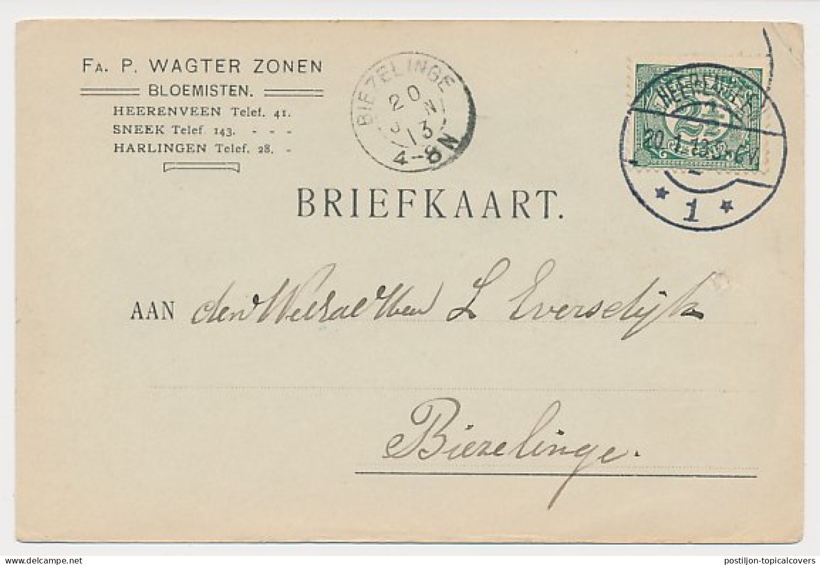 Firma Briefkaart Heerenveen 1913 - Bloemist - Non Classificati