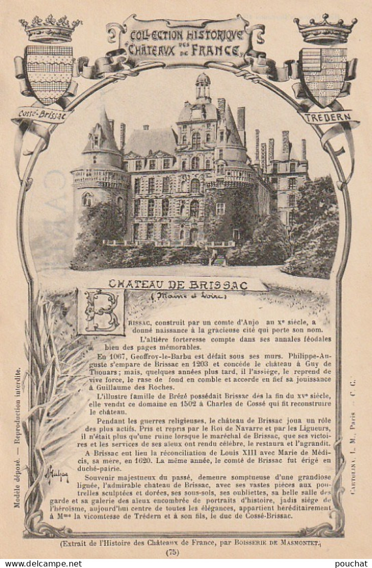 ZY 56-(49) COLLECTION HISTORIQUE DES CHATEAUX DE FRANCE - CHATEAU DE BRISSAC - 2 SCANS - Castles