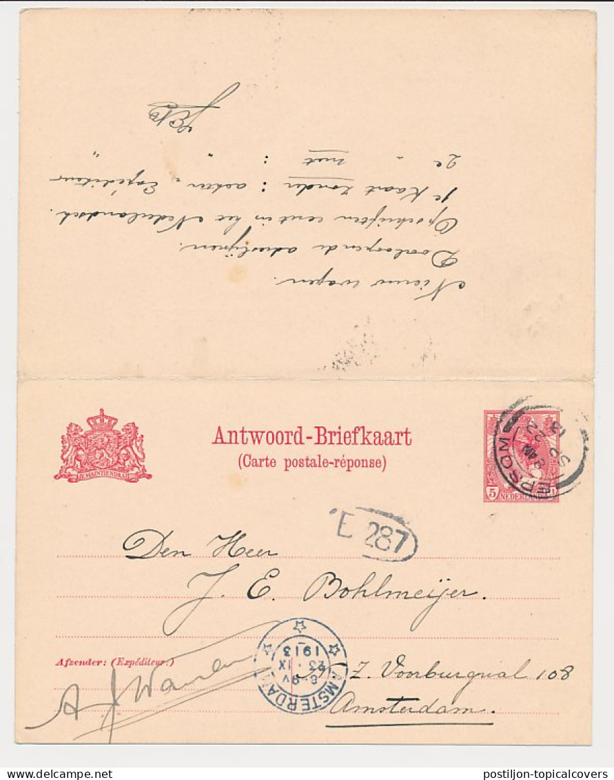 Briefkaart G. 85 II Amsterdam - Epsom GB / UK 1913 V.v. - Material Postal