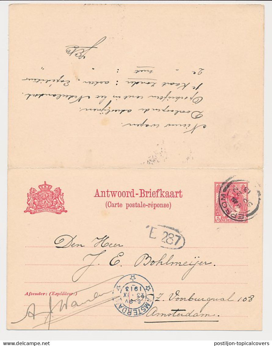 Briefkaart G. 85 II Amsterdam - Epsom GB / UK 1913 V.v. - Ganzsachen