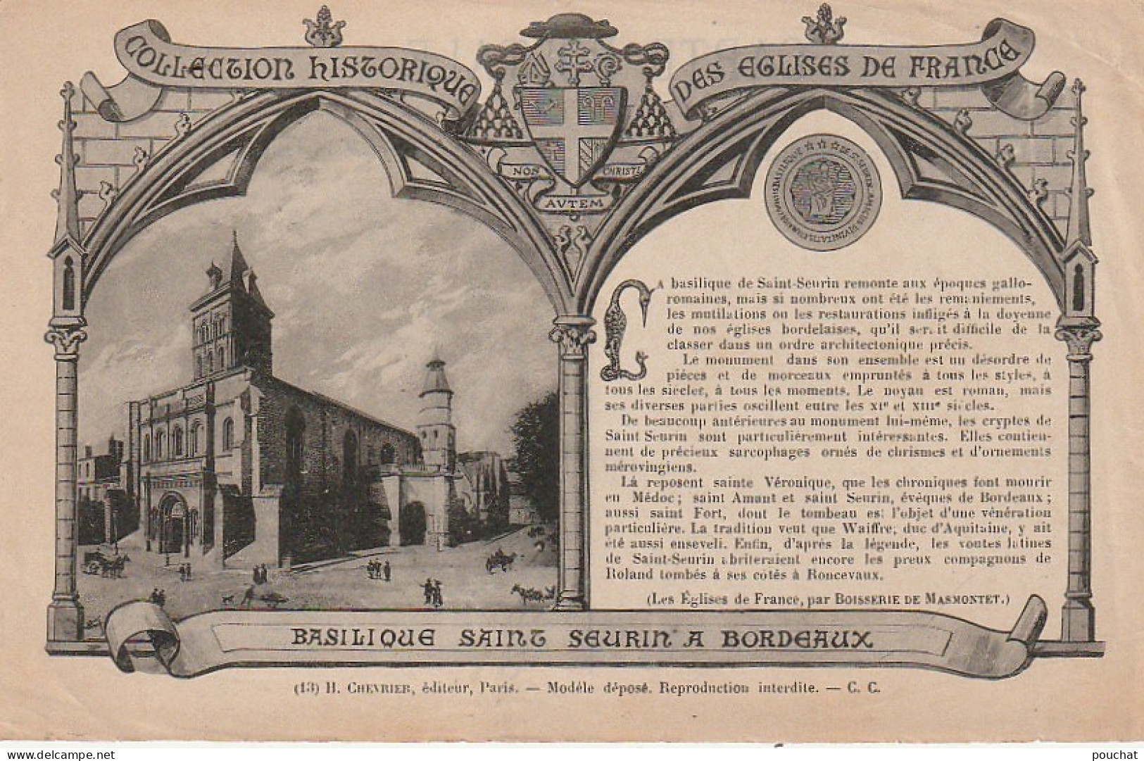 ZY 56-(33) COLLECTION HISTORIQUE DES EGLISES DE FRANCE - BASILIQUE SAINT SEURIN A BORDEAUXU - 2 SCANS - Kerken En Kathedralen