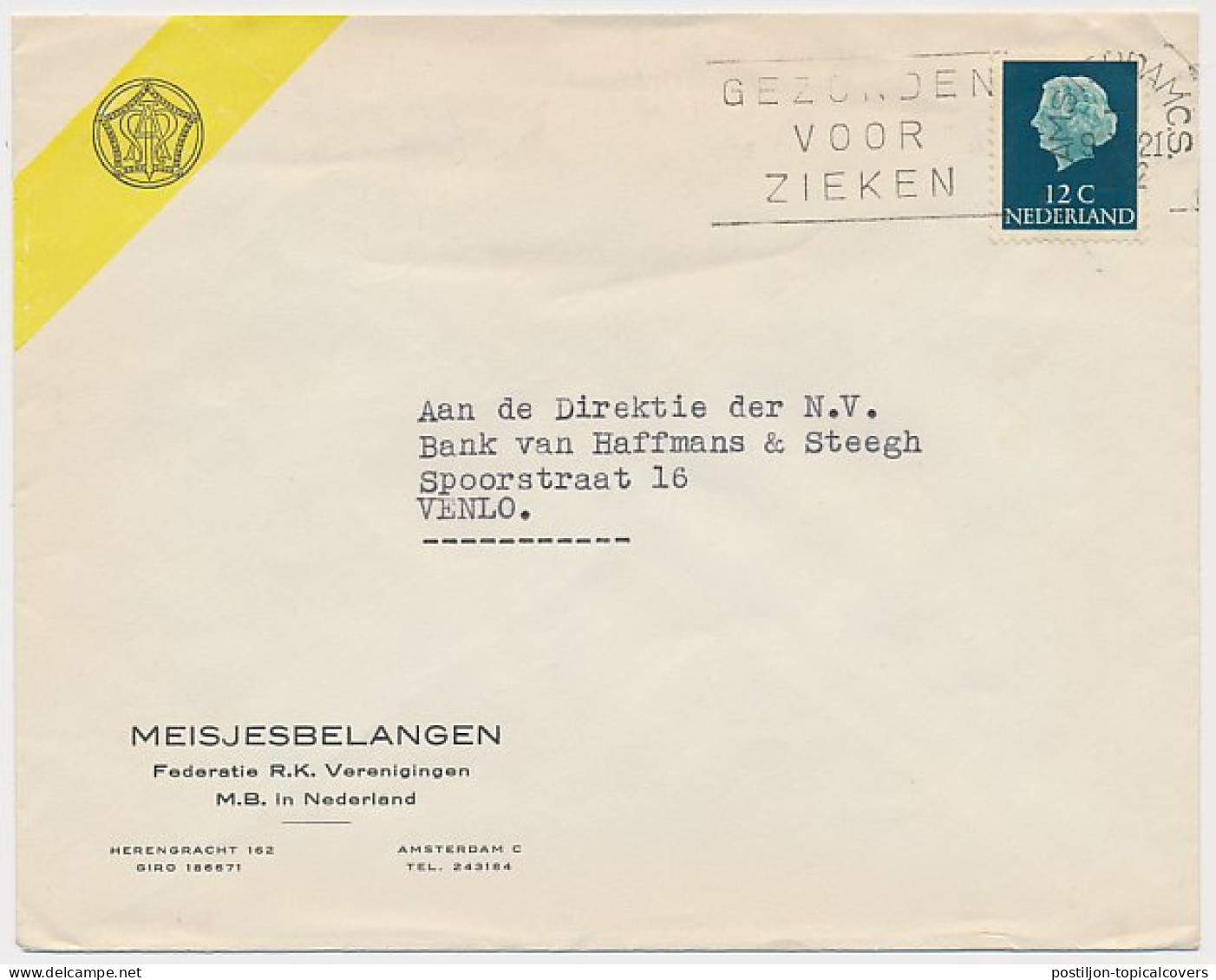 Envelop Amsterdam 1962 - R.K. Verenigingen - Meisjesbelangen - Unclassified
