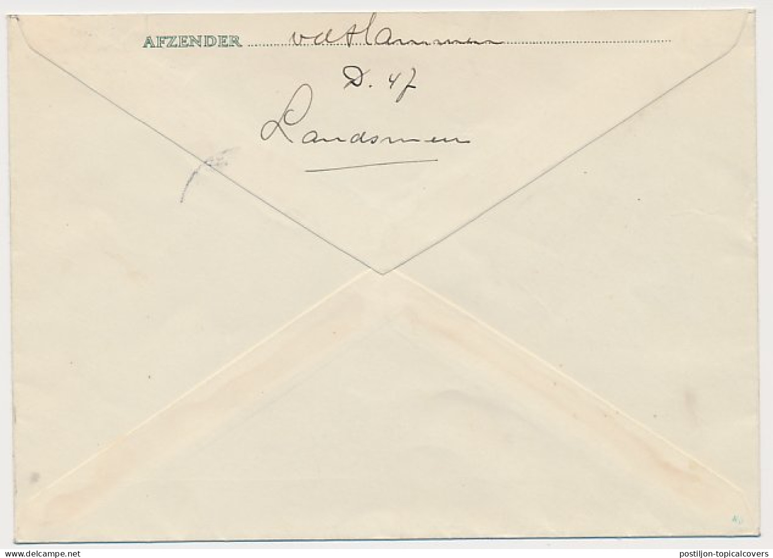 Envelop G. 26 Landsmeer - Amsterdam 1941 - Met Bijfrankering  - Material Postal