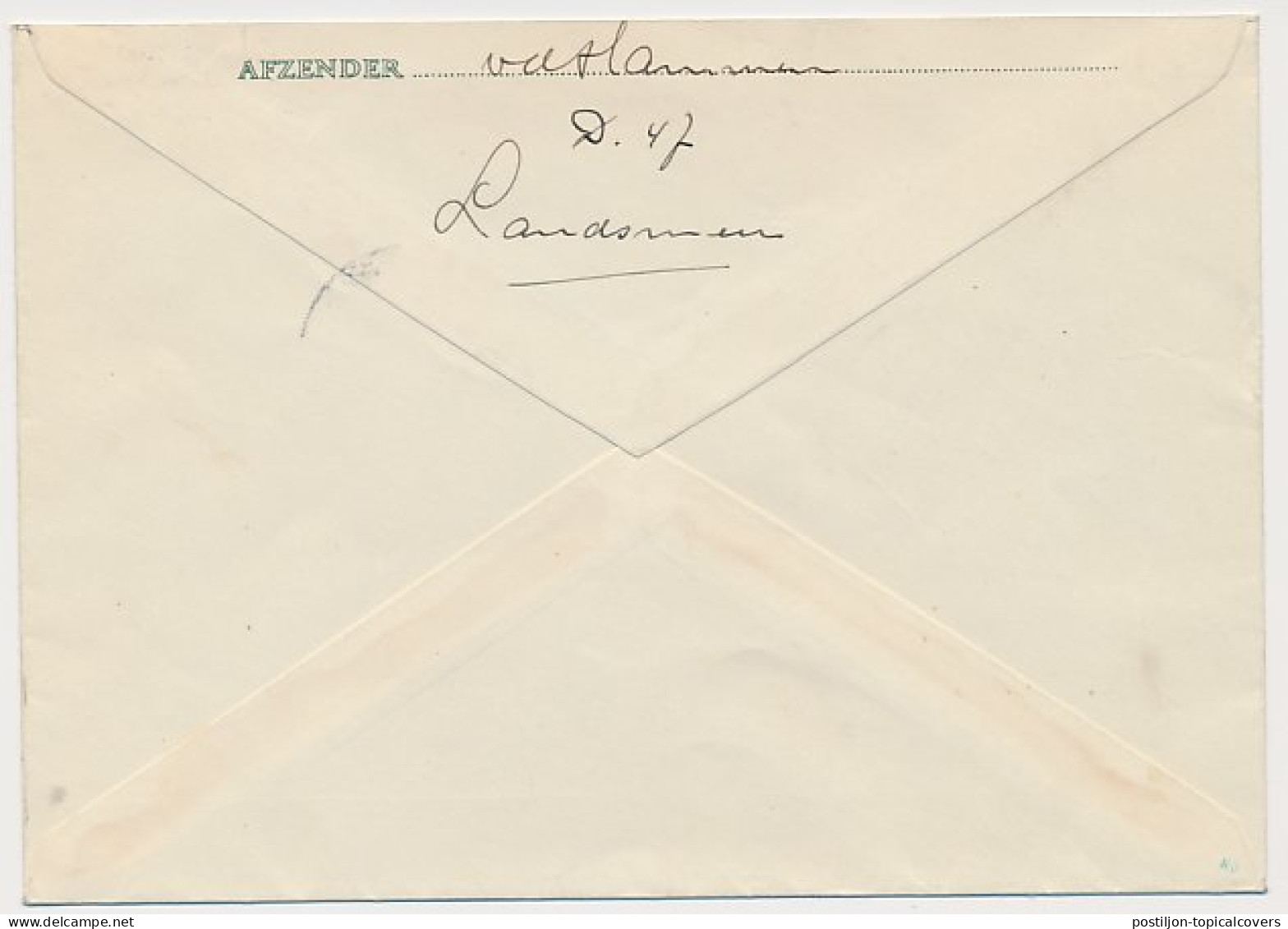 Envelop G. 26 Landsmeer - Amsterdam 1941 - Met Bijfrankering  - Postwaardestukken