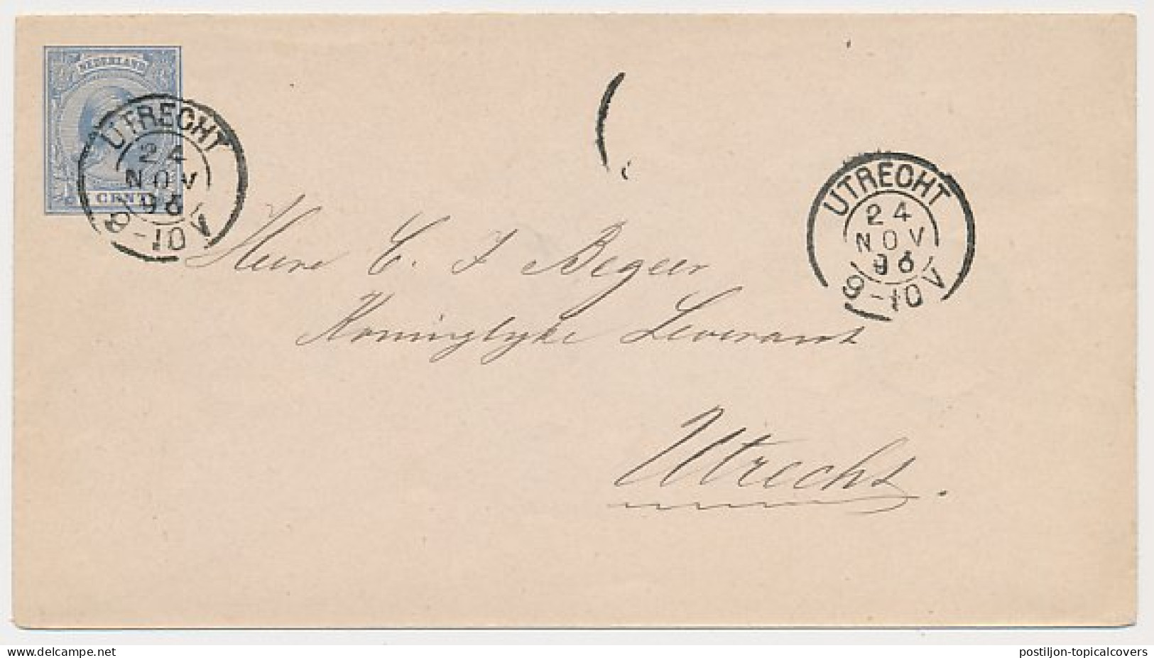 Envelop G. 5b Locaal Te Utrecht 1893 - Material Postal