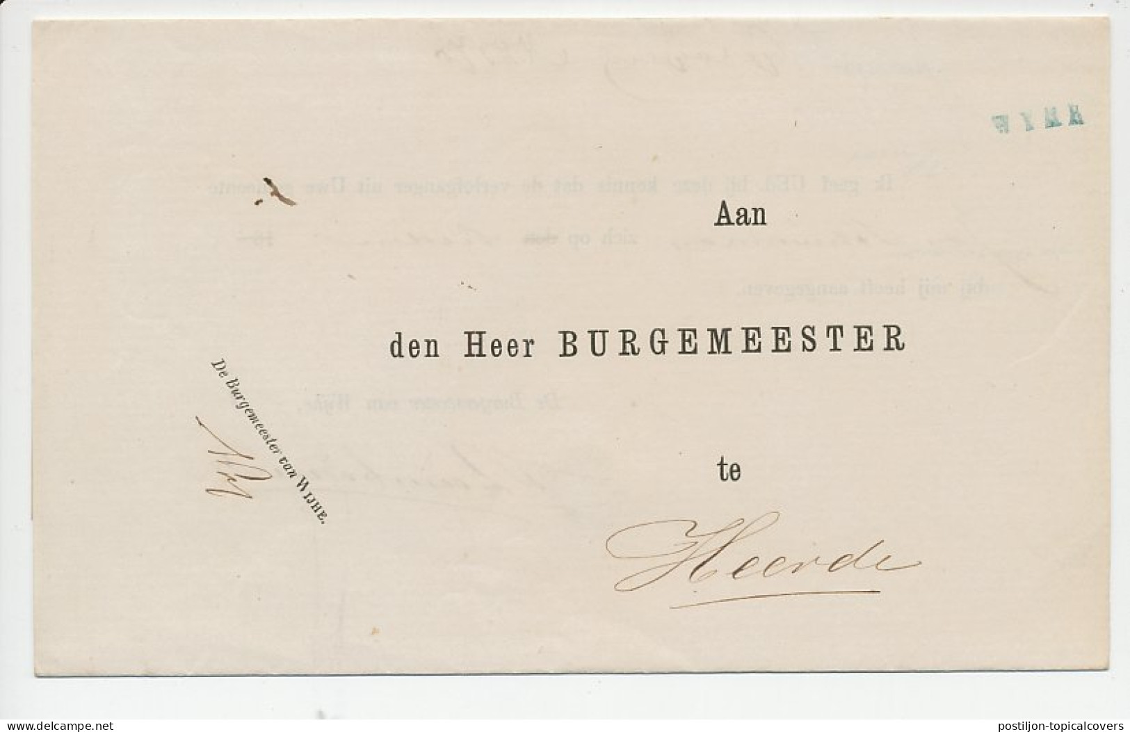 Naamstempel Wyhe 1872 - Lettres & Documents