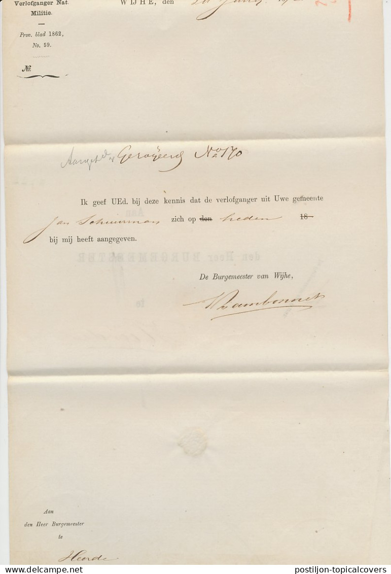 Naamstempel Wyhe 1872 - Cartas & Documentos
