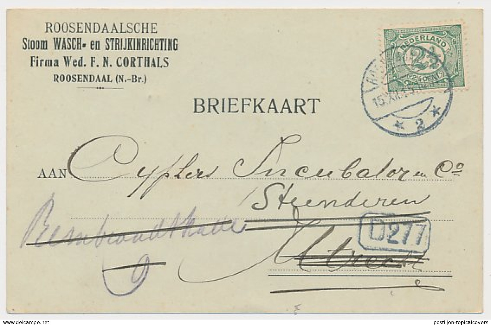 Firma Briefkaart Roosendaal 1915 -Stoom- Wasch- Strijkinrichting - Sin Clasificación