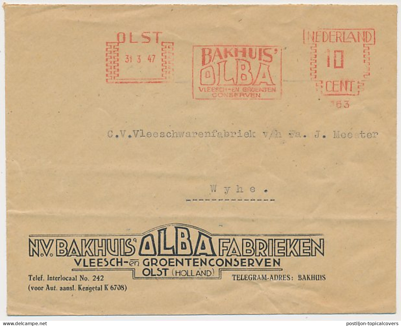 Firma Envelop Olst 1947 - Vlees- En Groentenconserven - Sin Clasificación