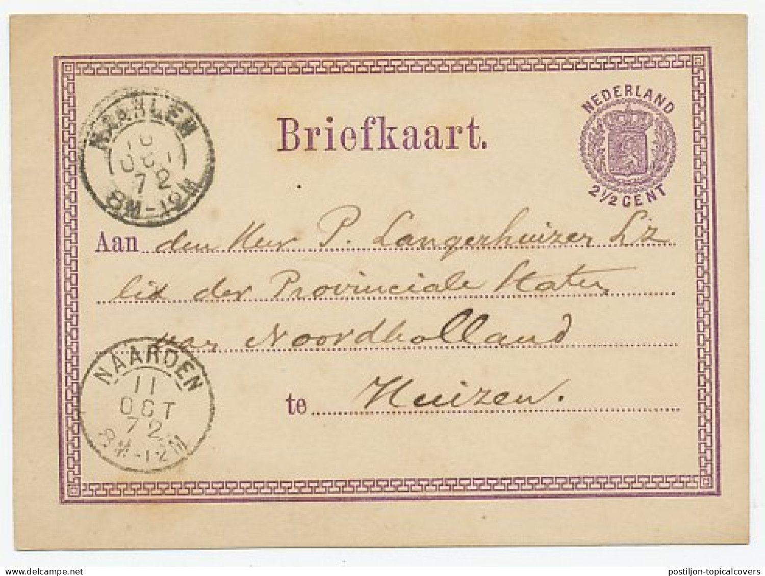 Naamstempel Laren 1872 - Briefe U. Dokumente