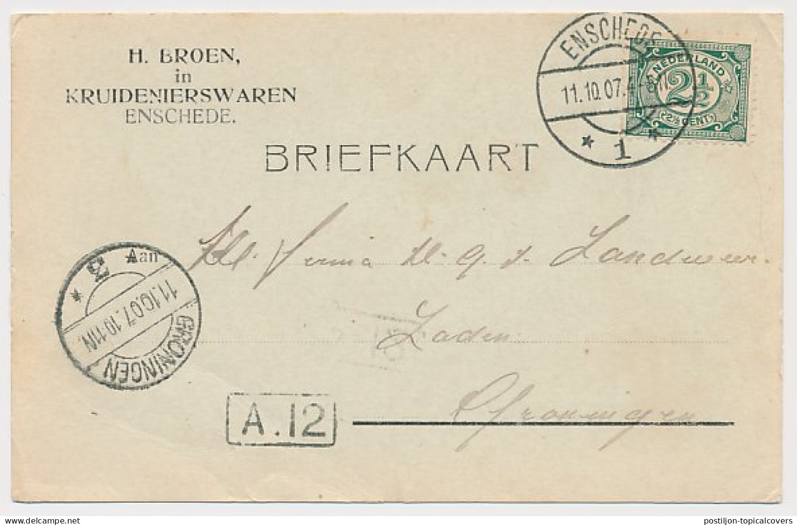 Firma Briefkaart Enschede 1907 - Kruidenierswaren - Sin Clasificación