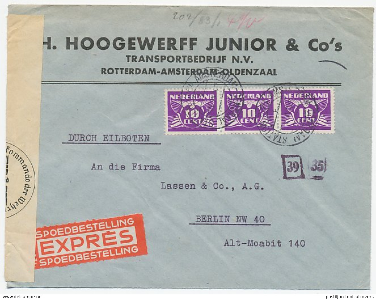 Em. Duif Expresse Amsterdam - Duitsland 1942 - Unclassified