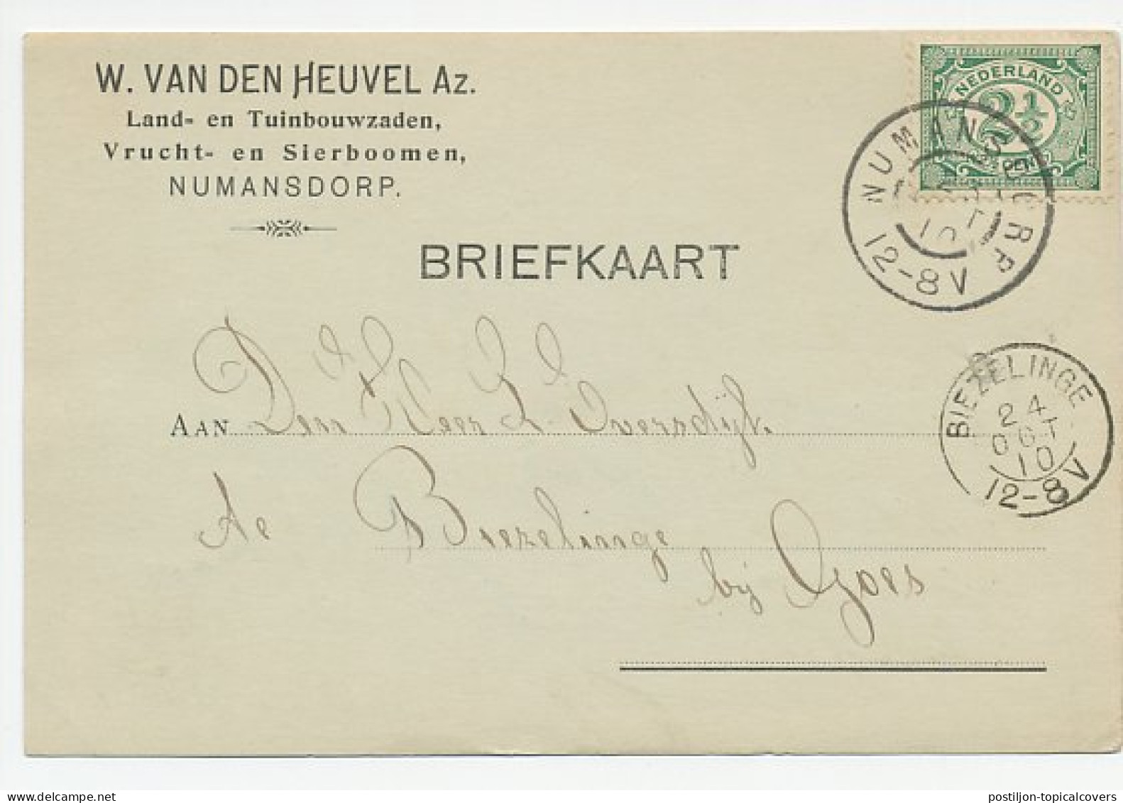 Firma Briefkaart Numansdorp 1910 - Land En Tuinbouw - Zonder Classificatie