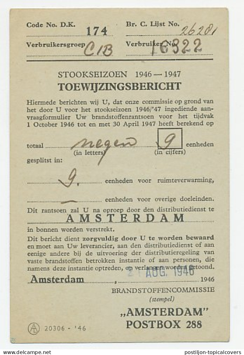 Dienst Locaal Te Amsterdam 1946 - Distributiekantoor - Zonder Classificatie