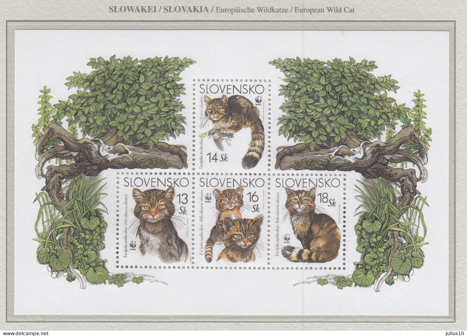 SLOVAKIA 2003 WWF Animals Cats Mi Bl 22 MNH(**) Fauna 683 - Domestic Cats