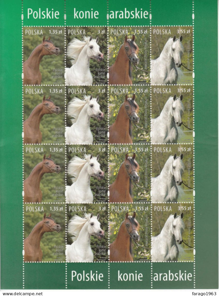 2007 Poland Arab Horses Miniature Sheet Of 16 MNH - Unused Stamps